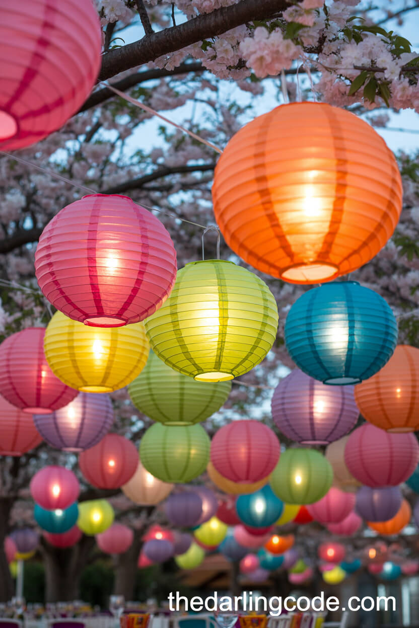 Magical Colorful Paper Lantern Canopy