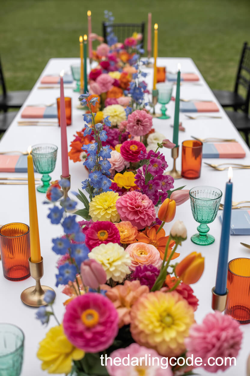 Rainbow Centerpiece Reception Table