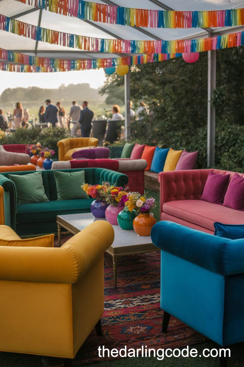 Eclectic Colorful Wedding Lounge Area