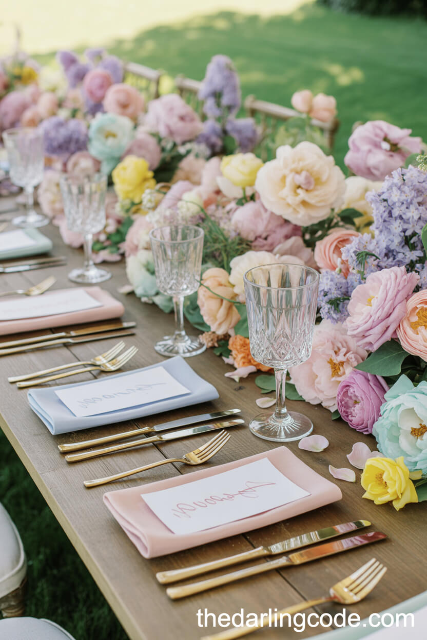 Pastel Spring Garden Wedding Table Setting