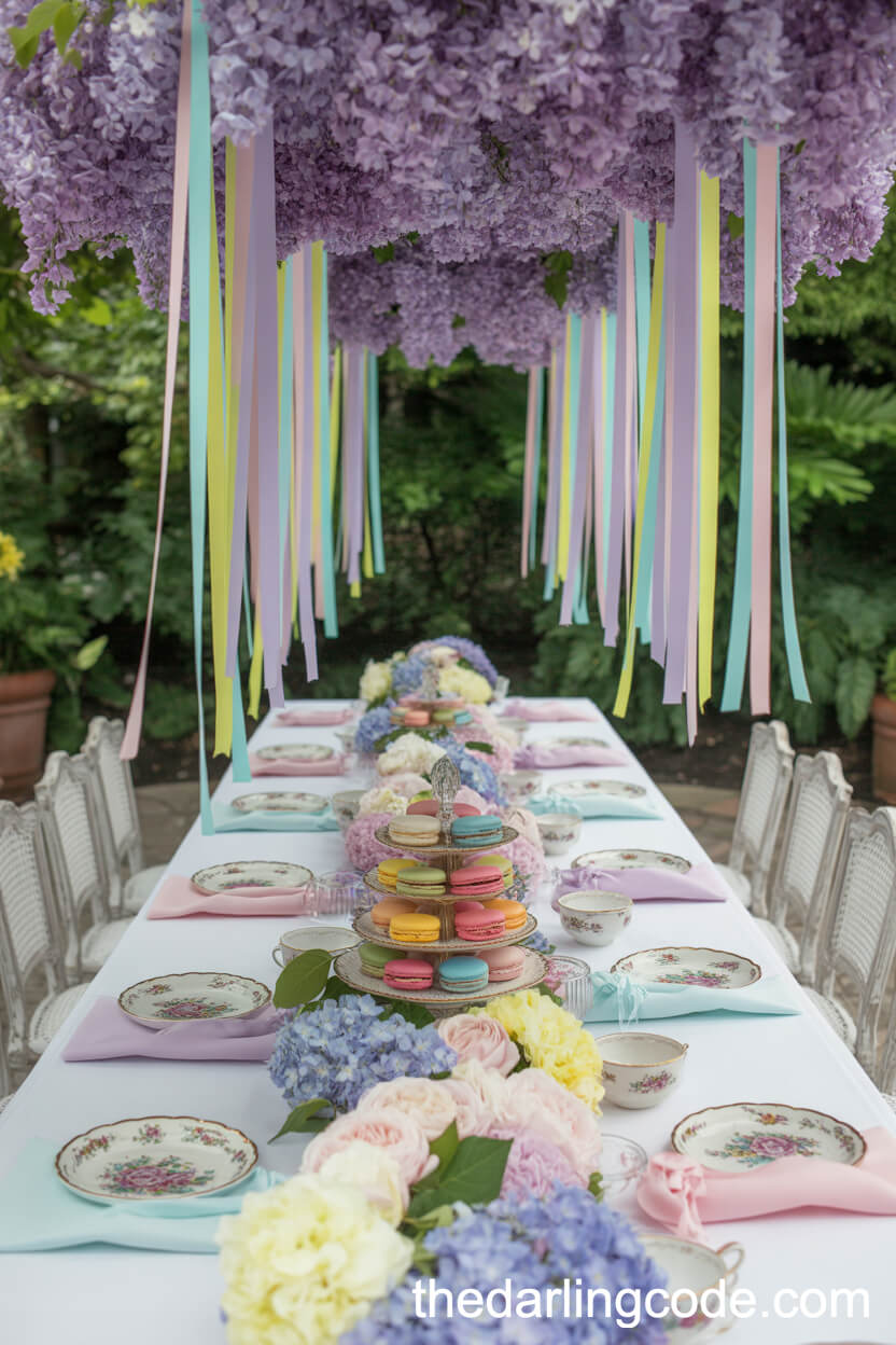 Pastel Rainbow Garden Wedding Table Setting