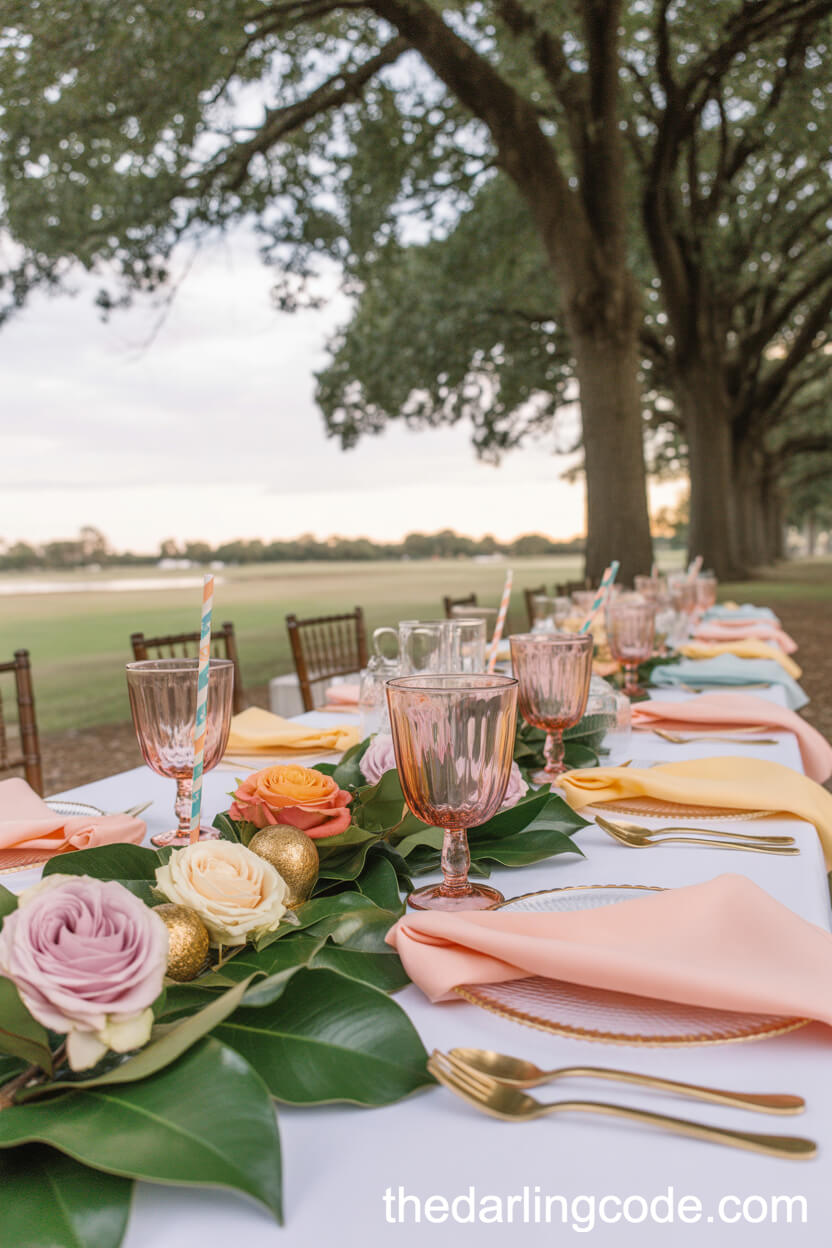 Southern Blossoms Outdoor Wedding Table Setting