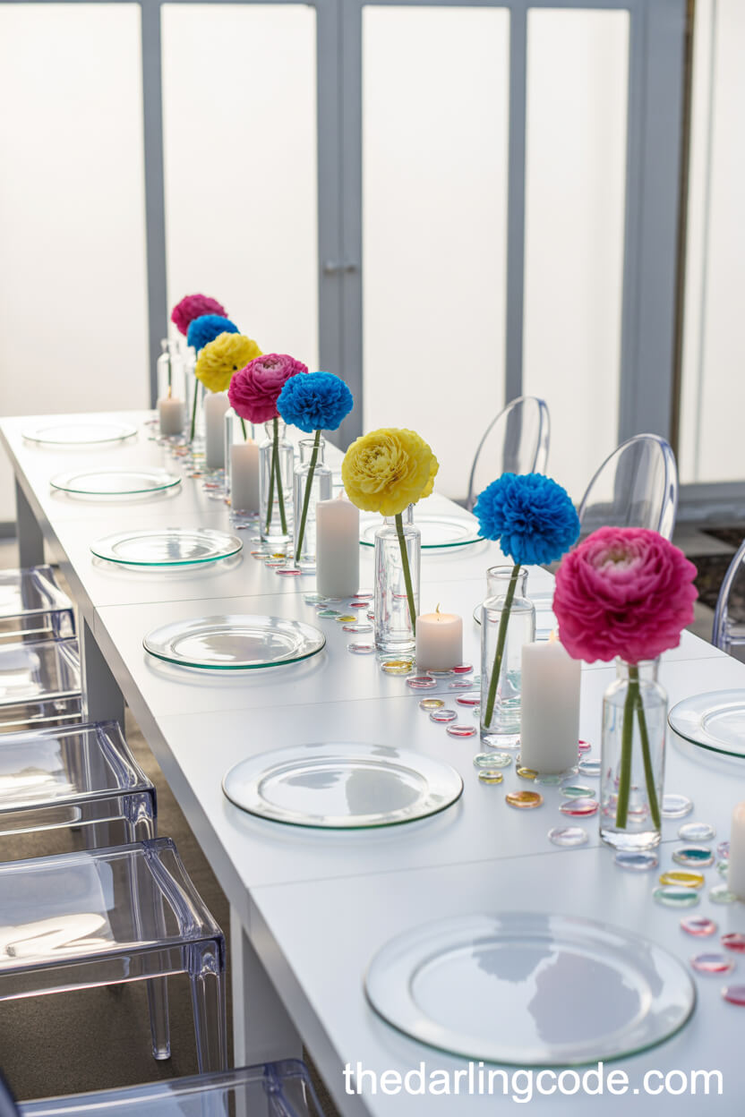 Bright Greenhouse Pop-Of-Color Wedding Table Setting
