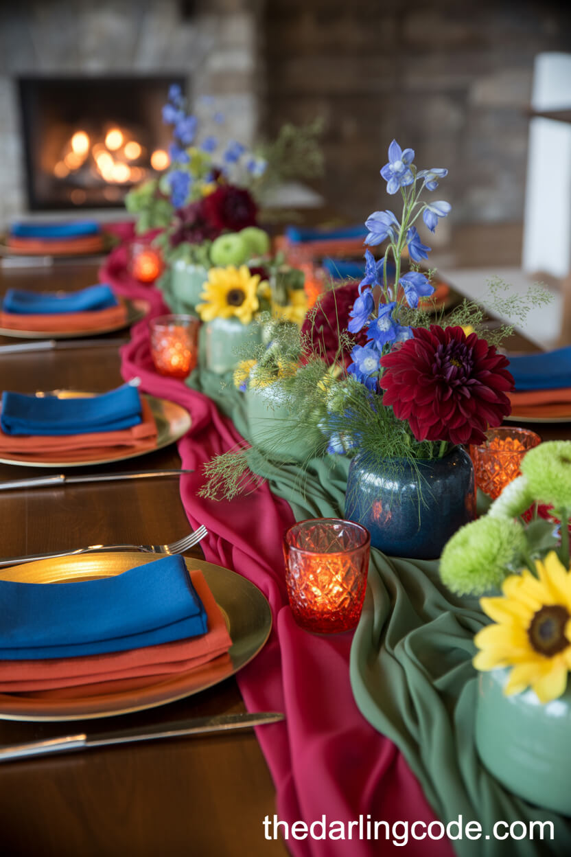 Colorful Mountain Lodge Wedding Table Setting
