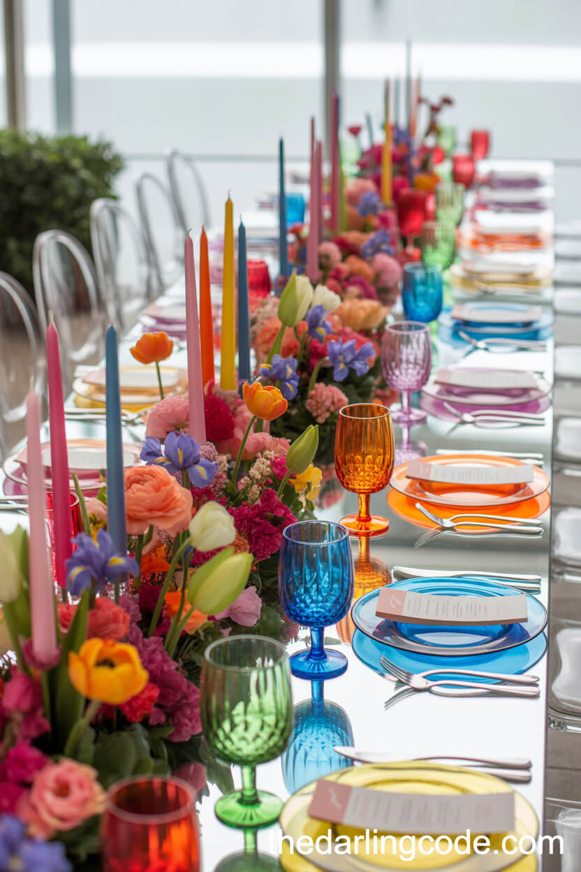 Rainbow Spectrum Wedding Table Setting