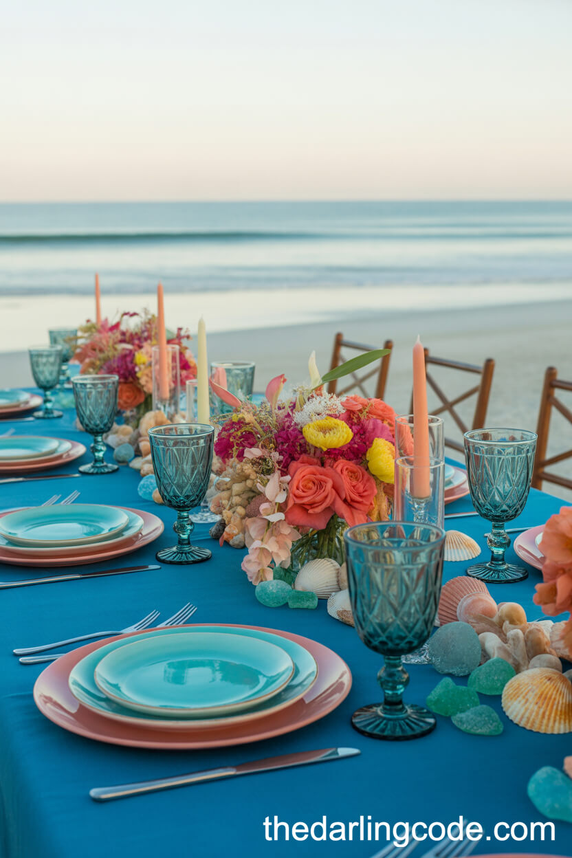 Bold Oceanfront Wedding Table Setting