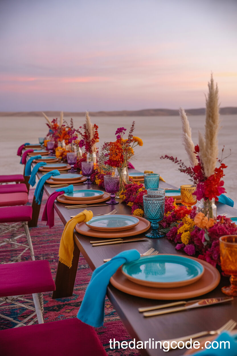 Desert Sunset Wedding Table Setting