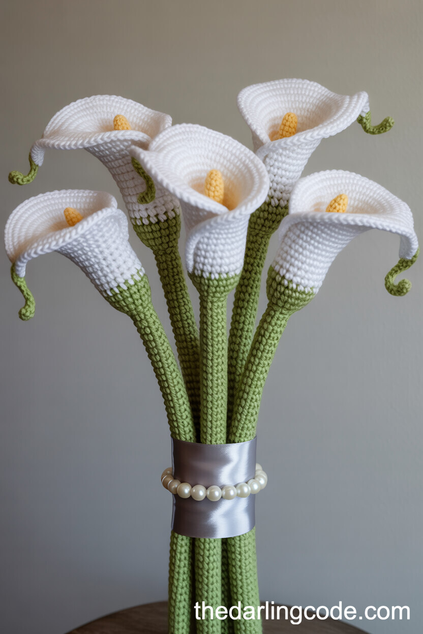Elegant Crochet Calla Lily Bridal Bouquet