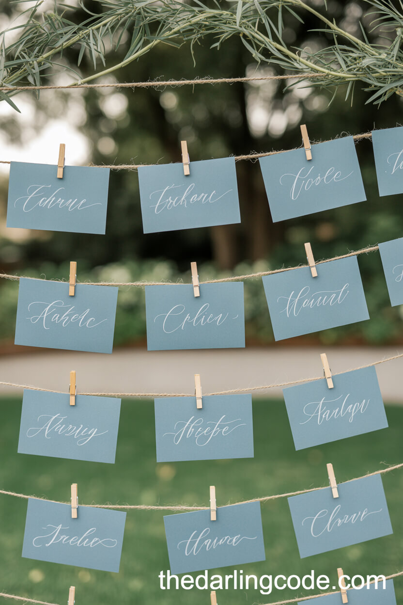 Dusty Blue Escort Card Display