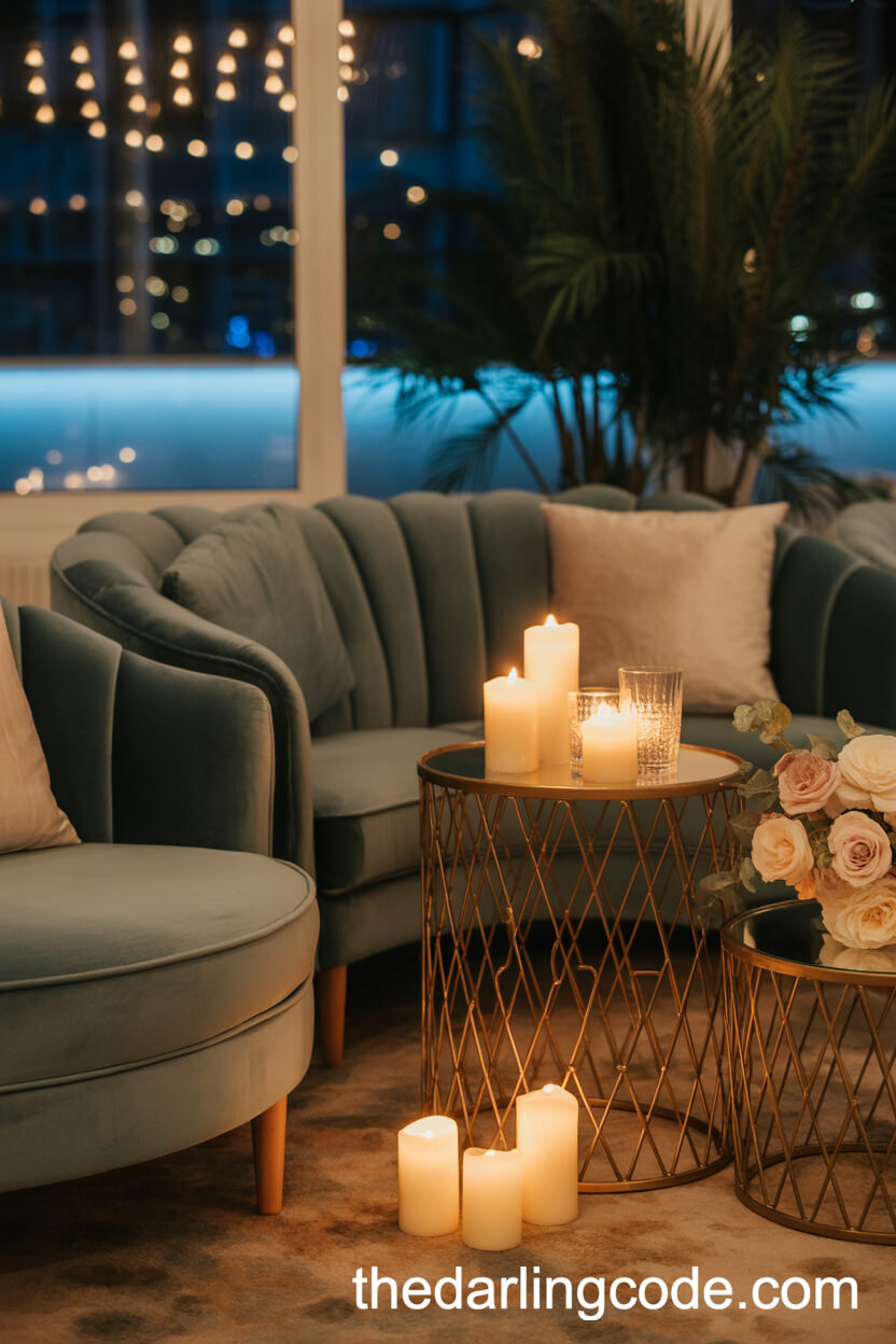 Dusty Blue Velvet Lounge Seating
