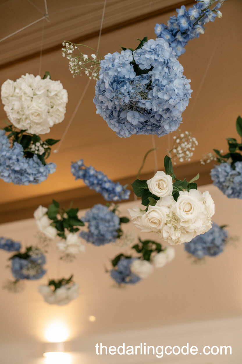 Dusty Blue Floral Ceiling Installations