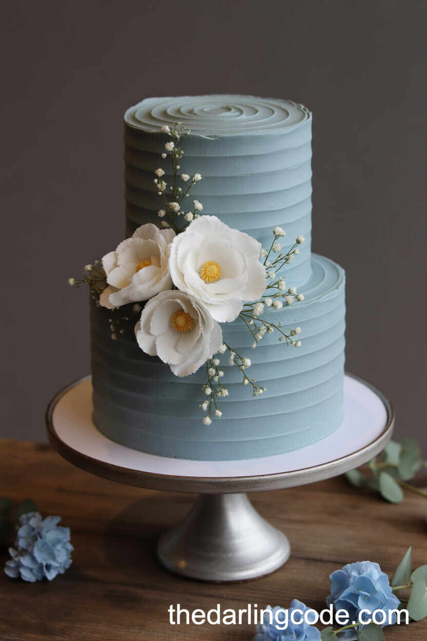 Dusty Blue Wedding Cake