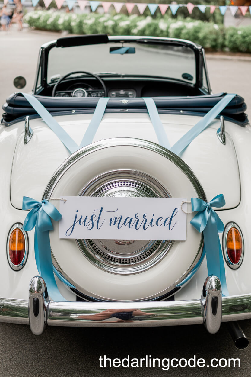Dusty Blue Decorated Getaway Car