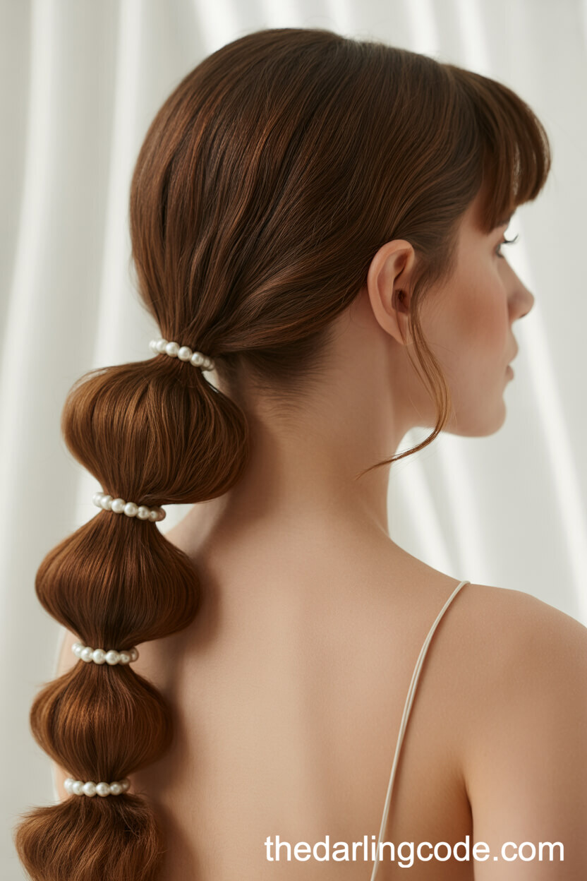 Modern Bubble Ponytail With Pearl Bands