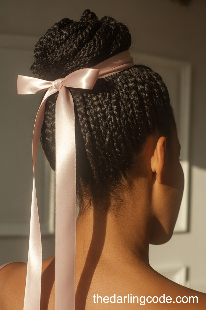 Crown Twist Updo With Satin Ribbon
