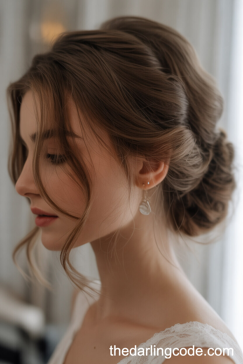 Classic Low Chignon Adorned With Delicate Hair Accessories