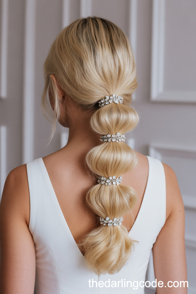 Pulled-Through Volumized Ponytail With Crystal Elastics