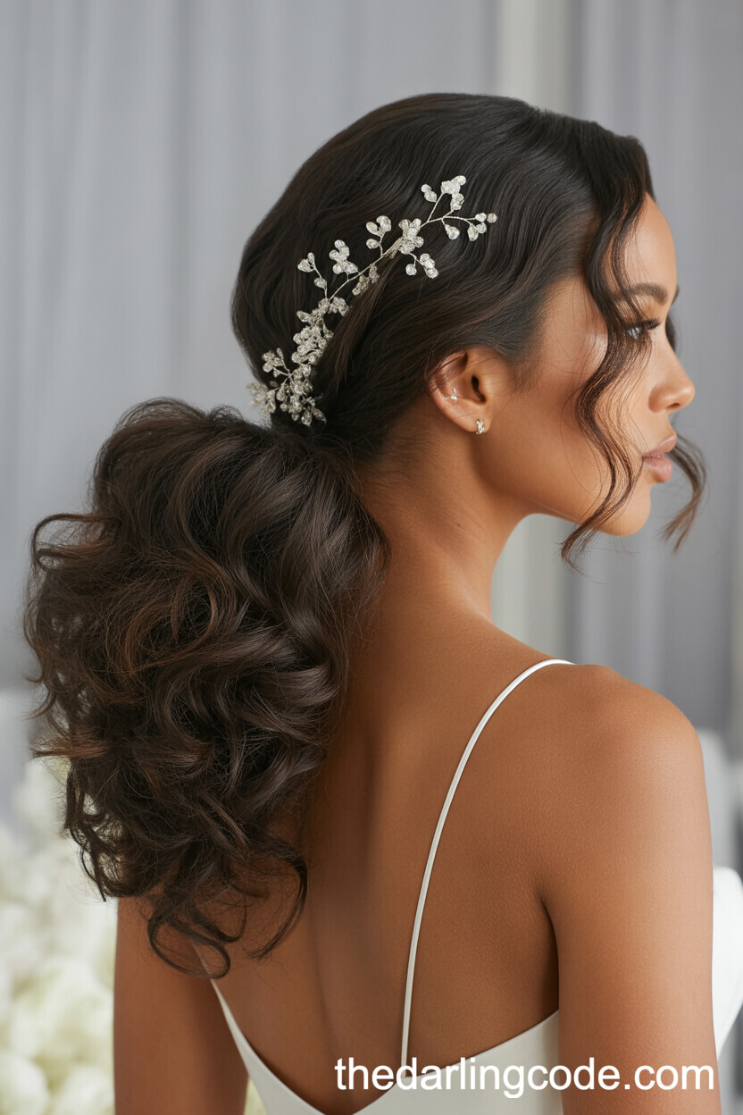 Voluminous Side-Swept Ponytail With Romantic Curls