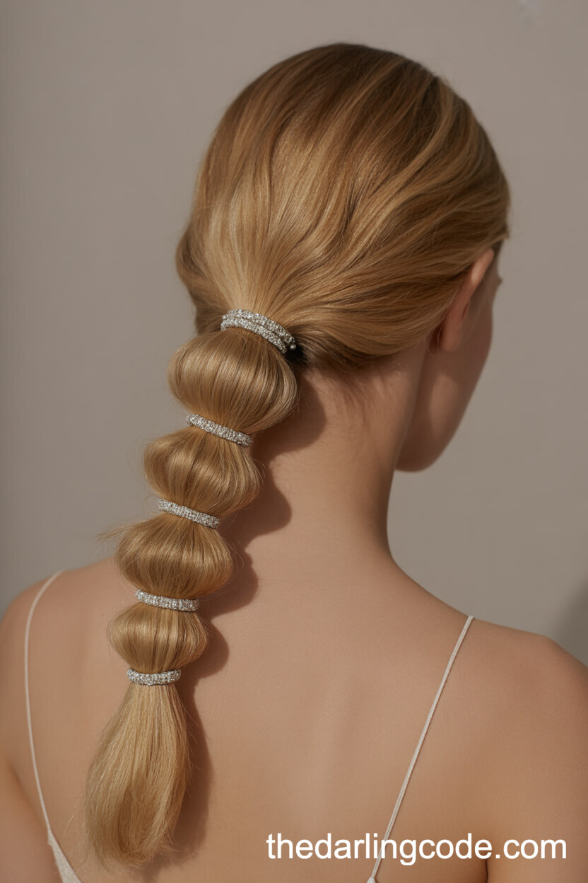 Double-Wrapped Ponytail With Crystal Cord