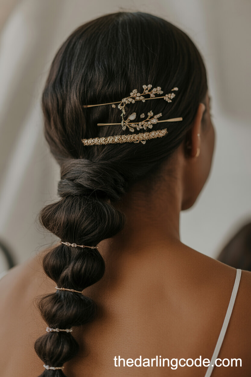 Twisted Low Ponytail With Gold Hair Jewelry