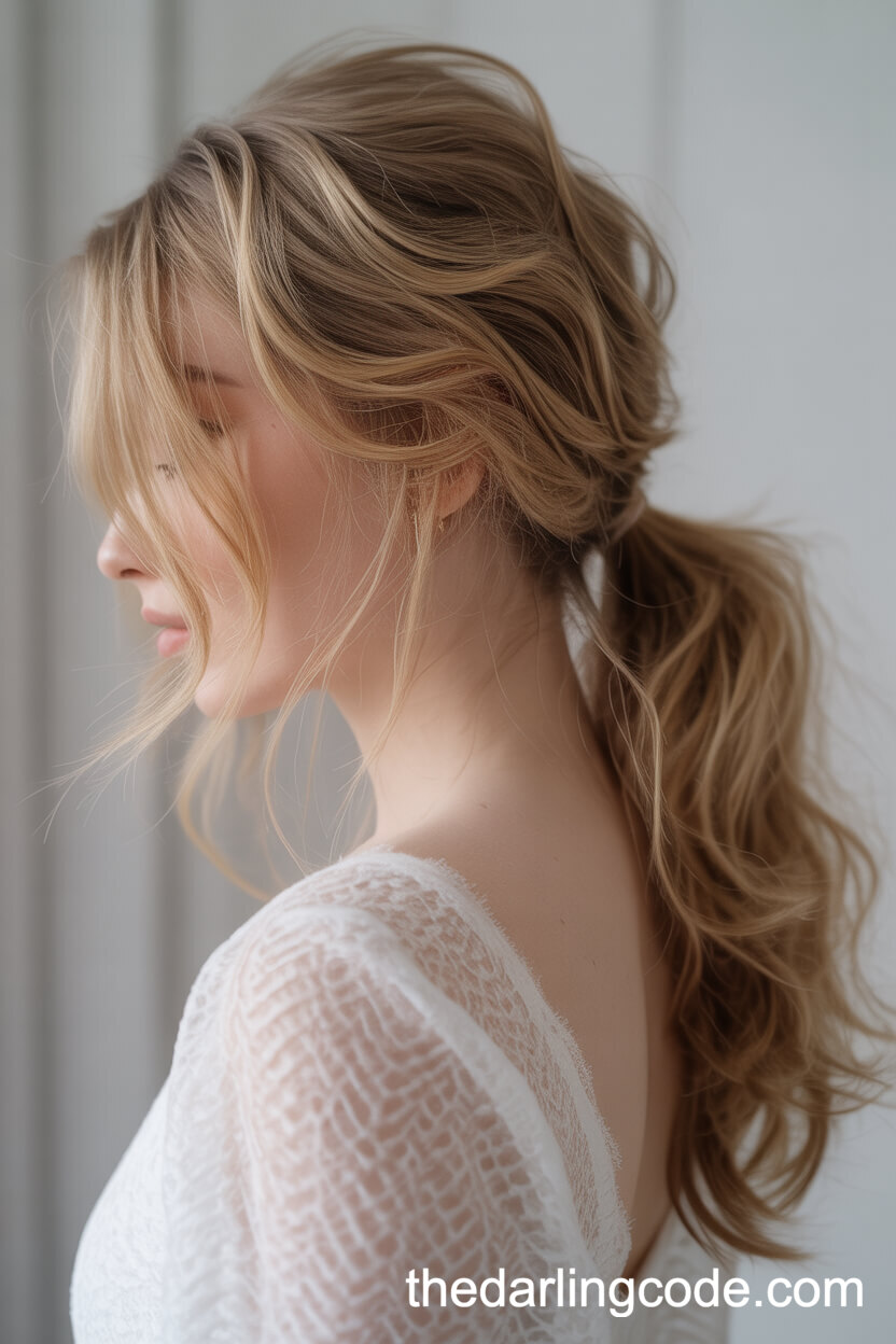 Textured Voluminous Ponytail With Face-Framing Strands