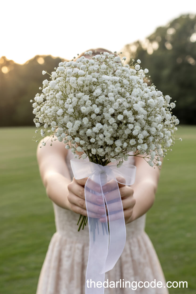Cloud-Like Baby’s Breath Bridal Bouquet