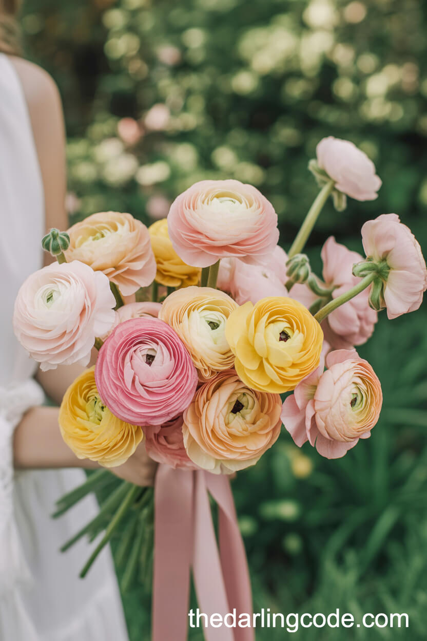 Luxe Pastel Ranunculus Bridal Bouquet