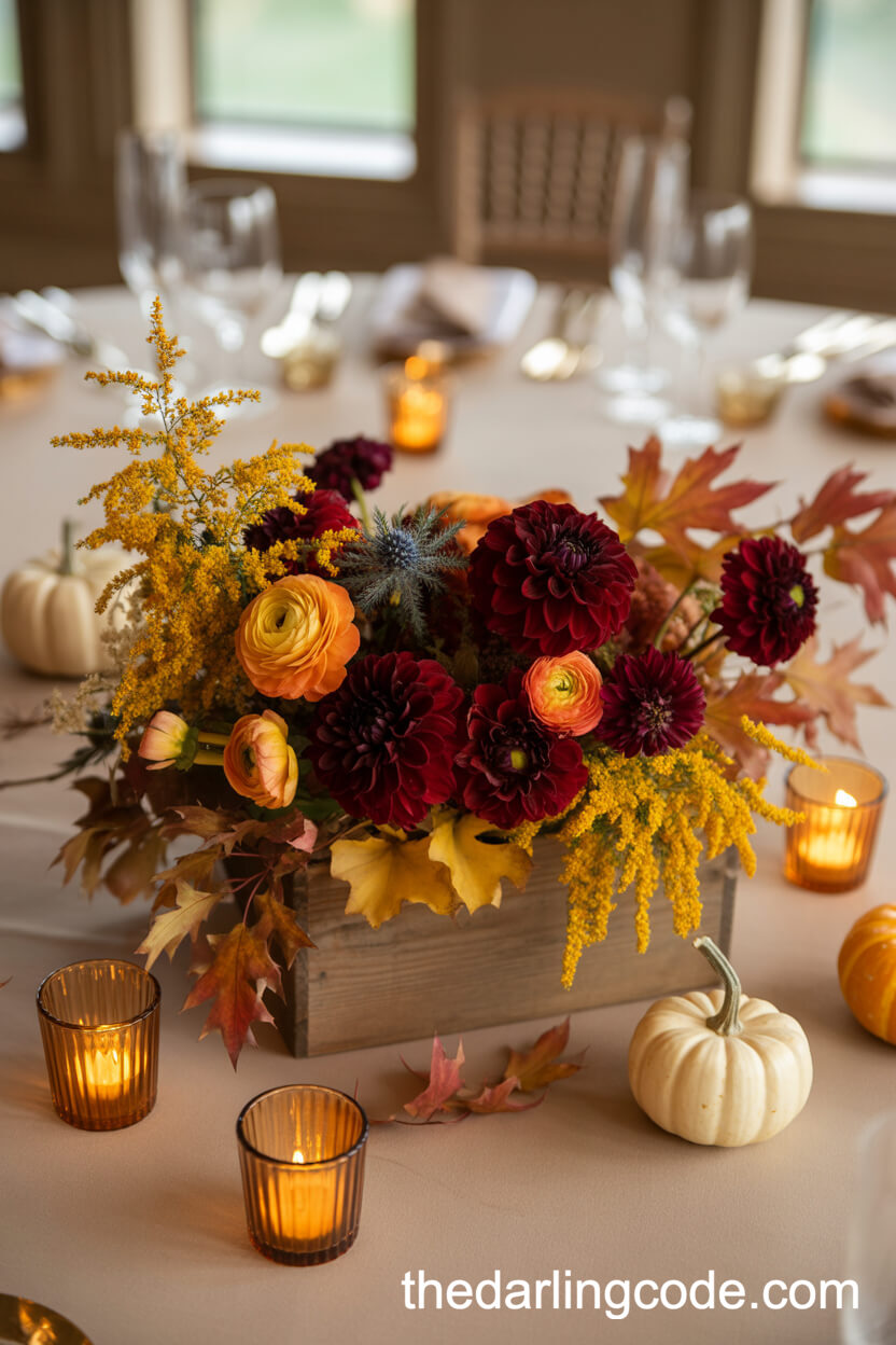 Autumn Banquet Table With Rich Seasonal Centerpieces