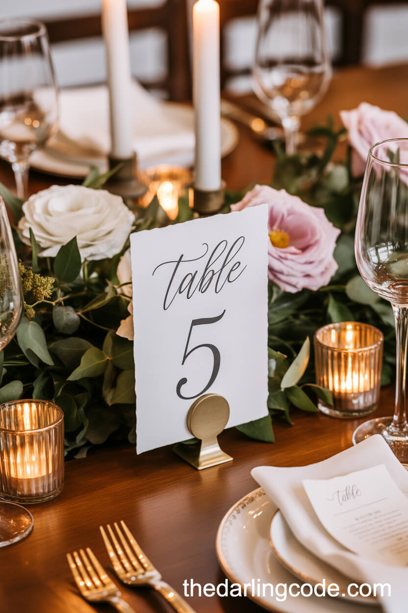 Refined Wedding Tablescapes With Elegant Table Numbers
