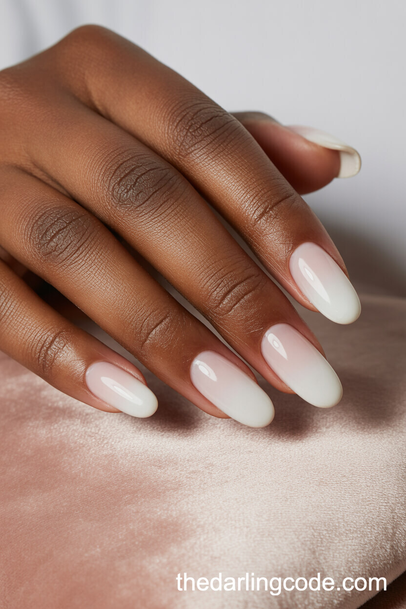 Long Oval Baby Boomer Ombre Nails