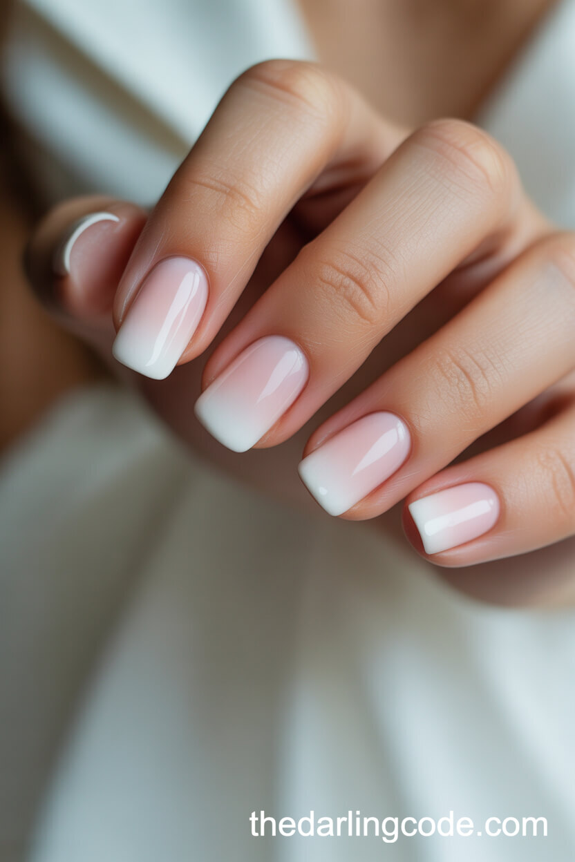 Squoval Ombre Nails In Blush And Pale Pink