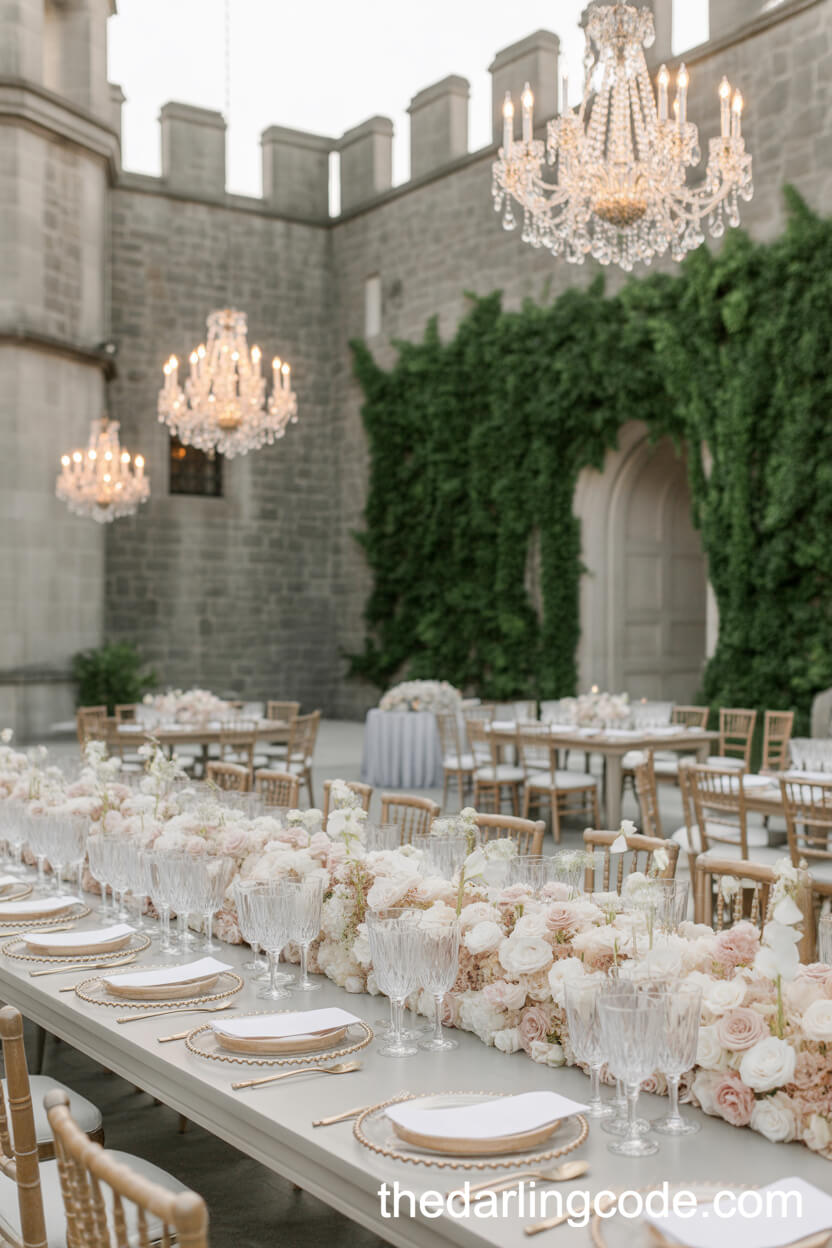 Castle Courtyard Opulence Engagement Party Theme