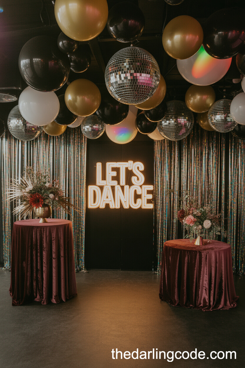 1970s Disco Glam Engagement Party Theme