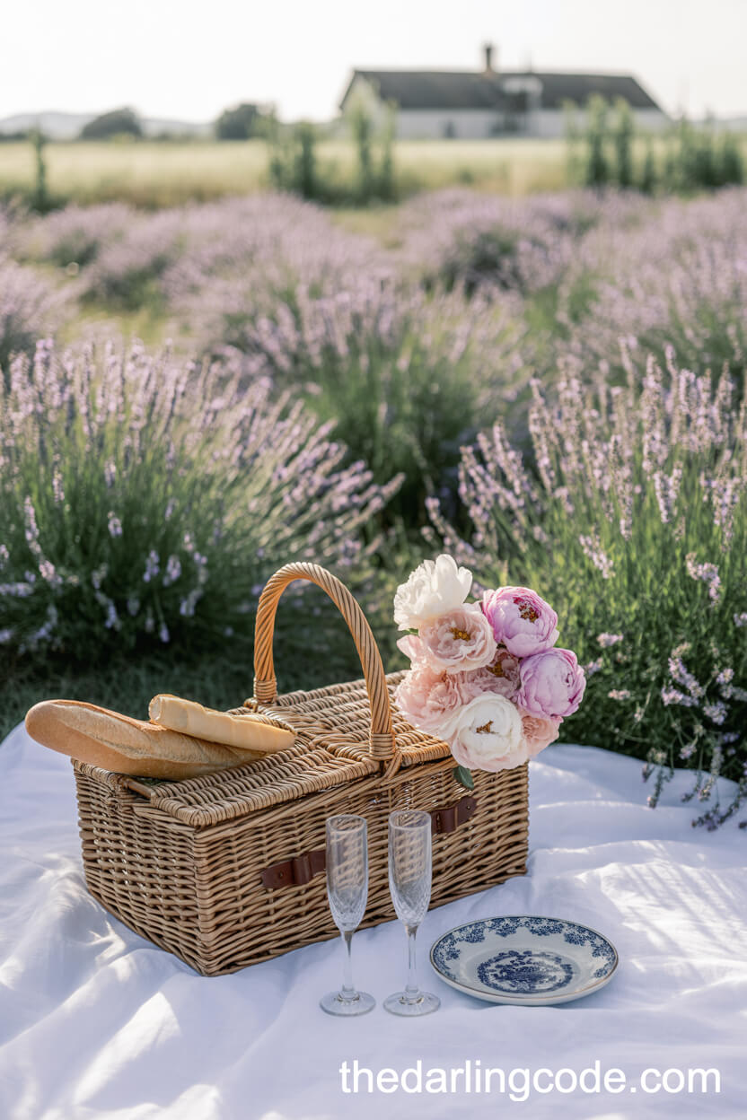 Lavender Field Picnic Engagement Party Theme