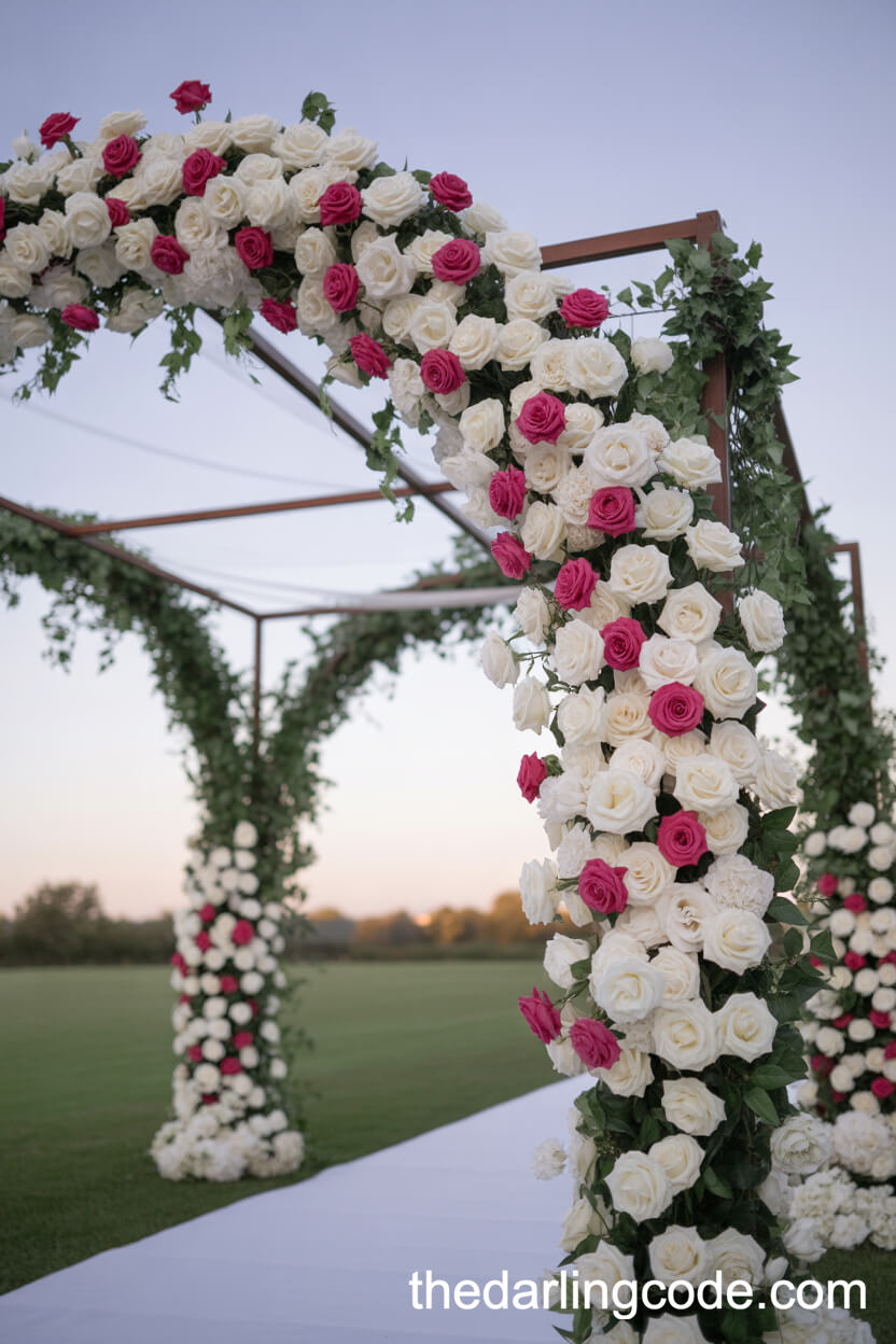 Lavish Rose And Ivy Wedding Arch Arrangement