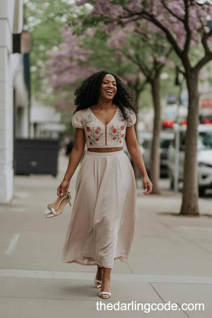 Two-Piece Floral Embroidered Wedding Set