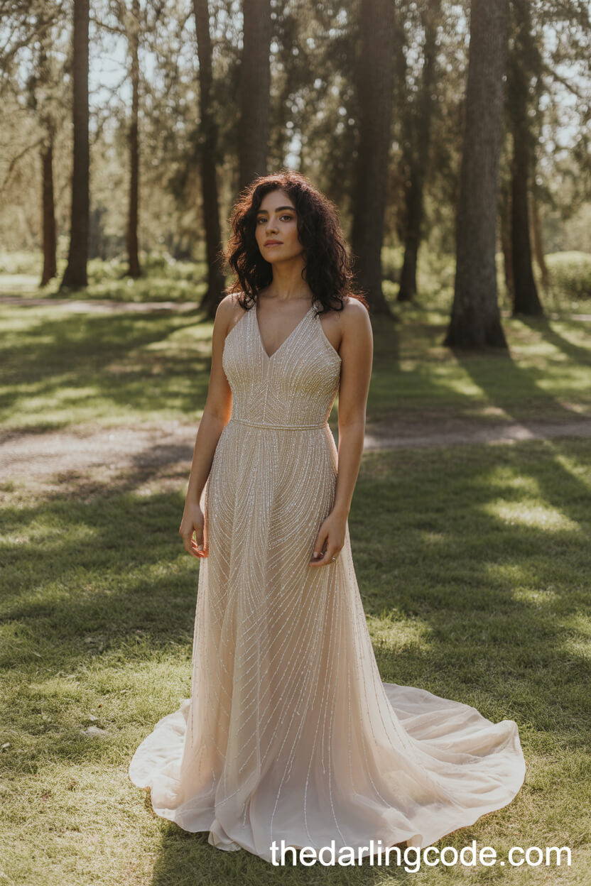 Vintage-Inspired Beaded Wedding Gown