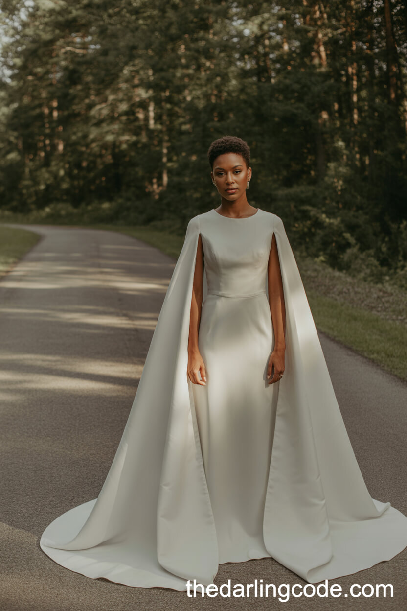 Dramatic Cape Wedding Dress