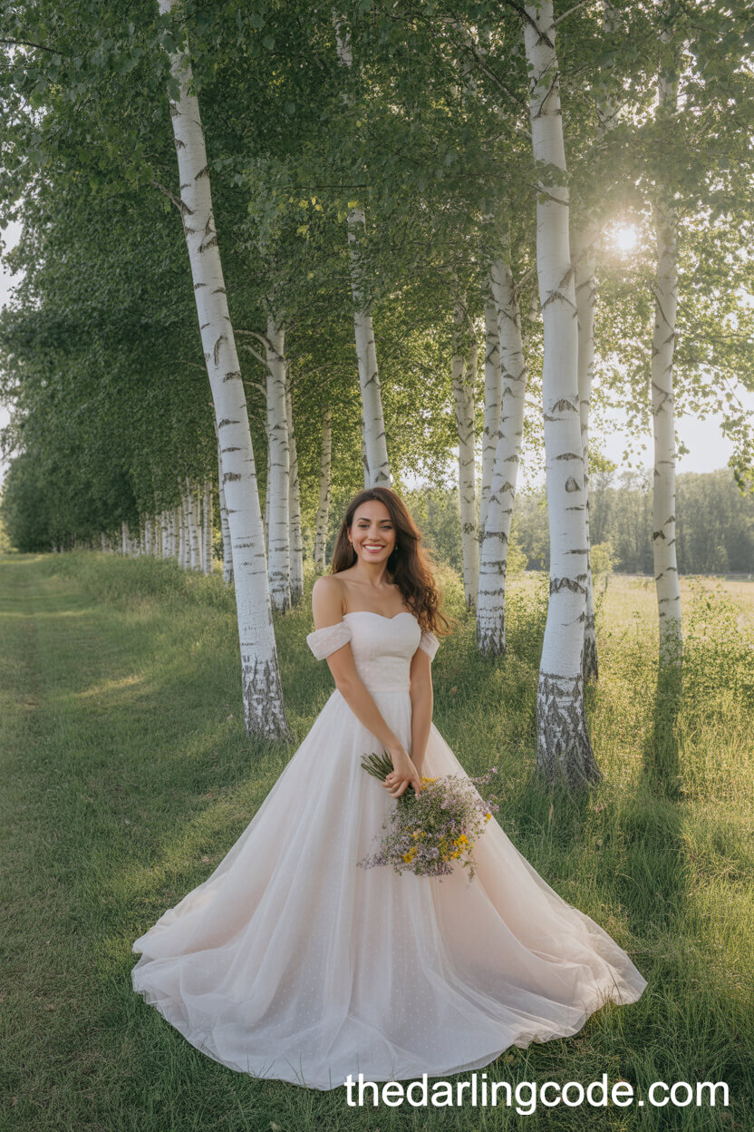 Off-The-Shoulder A-Line Tulle Wedding Gown