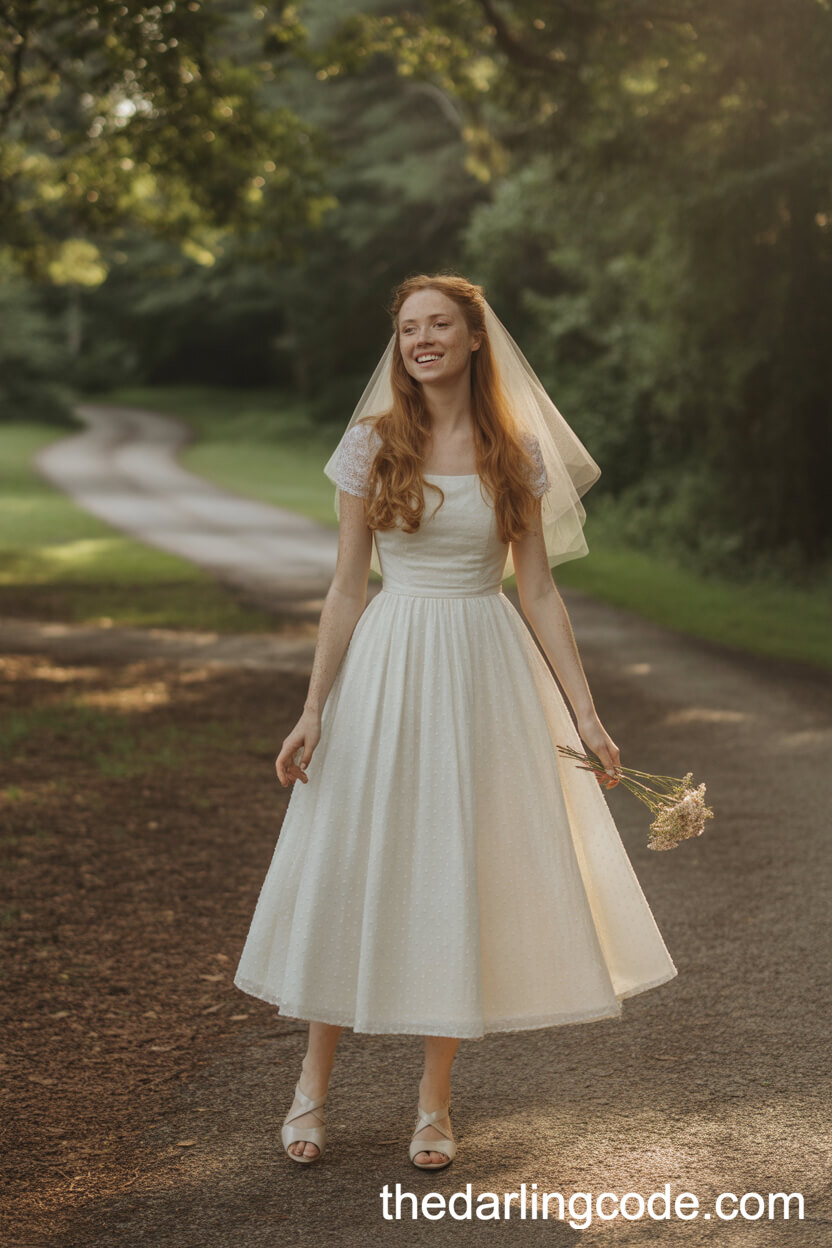 Vintage-Inspired Tea-Length Wedding Dress