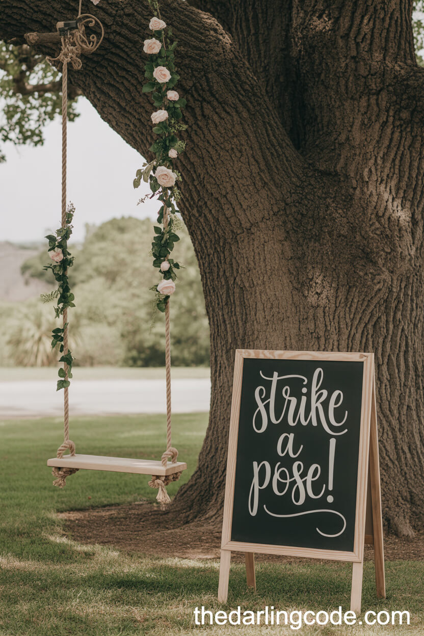 Decorated Rope Swing For Wedding Photos In The Forest