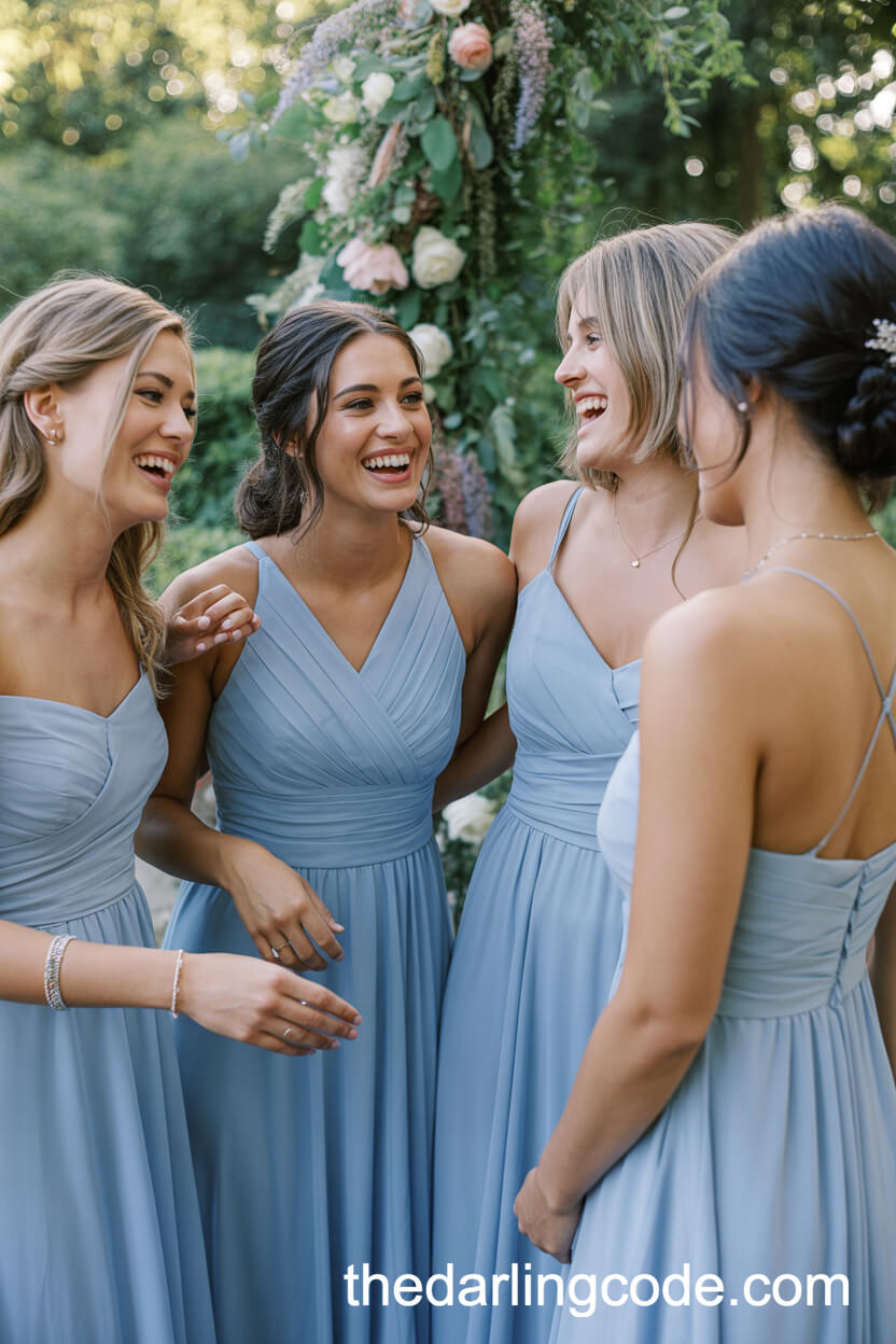French Blue Bridesmaid Dresses For A Cohesive Bridal Party Look