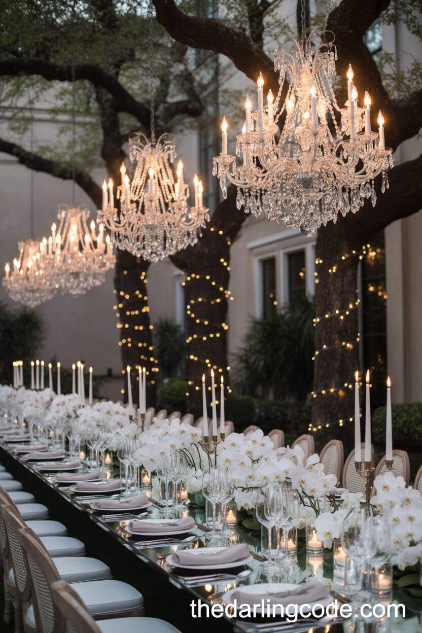 Luxurious Chandelier Garden Dinner