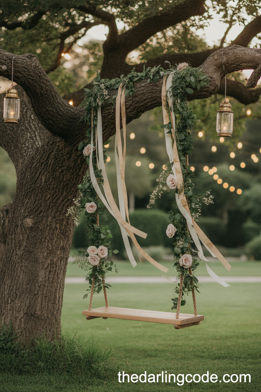 Romantic Oak Tree Swing Decor