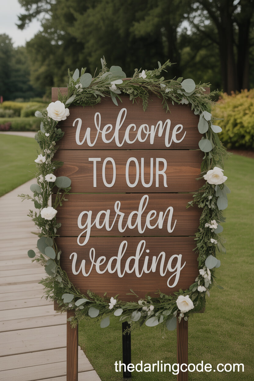 Handwritten Garden Wedding Welcome Sign