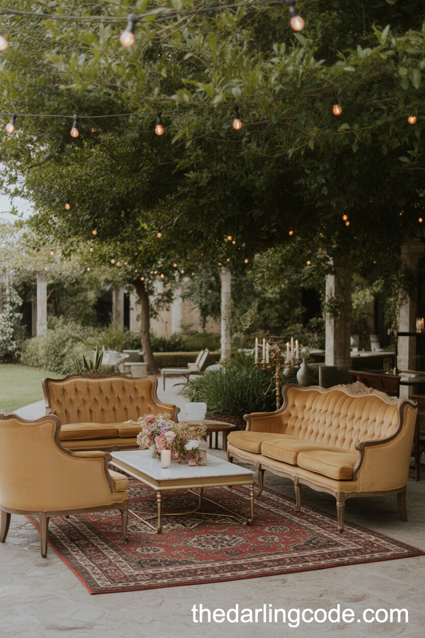 Vintage Lounge Area For Garden Weddings