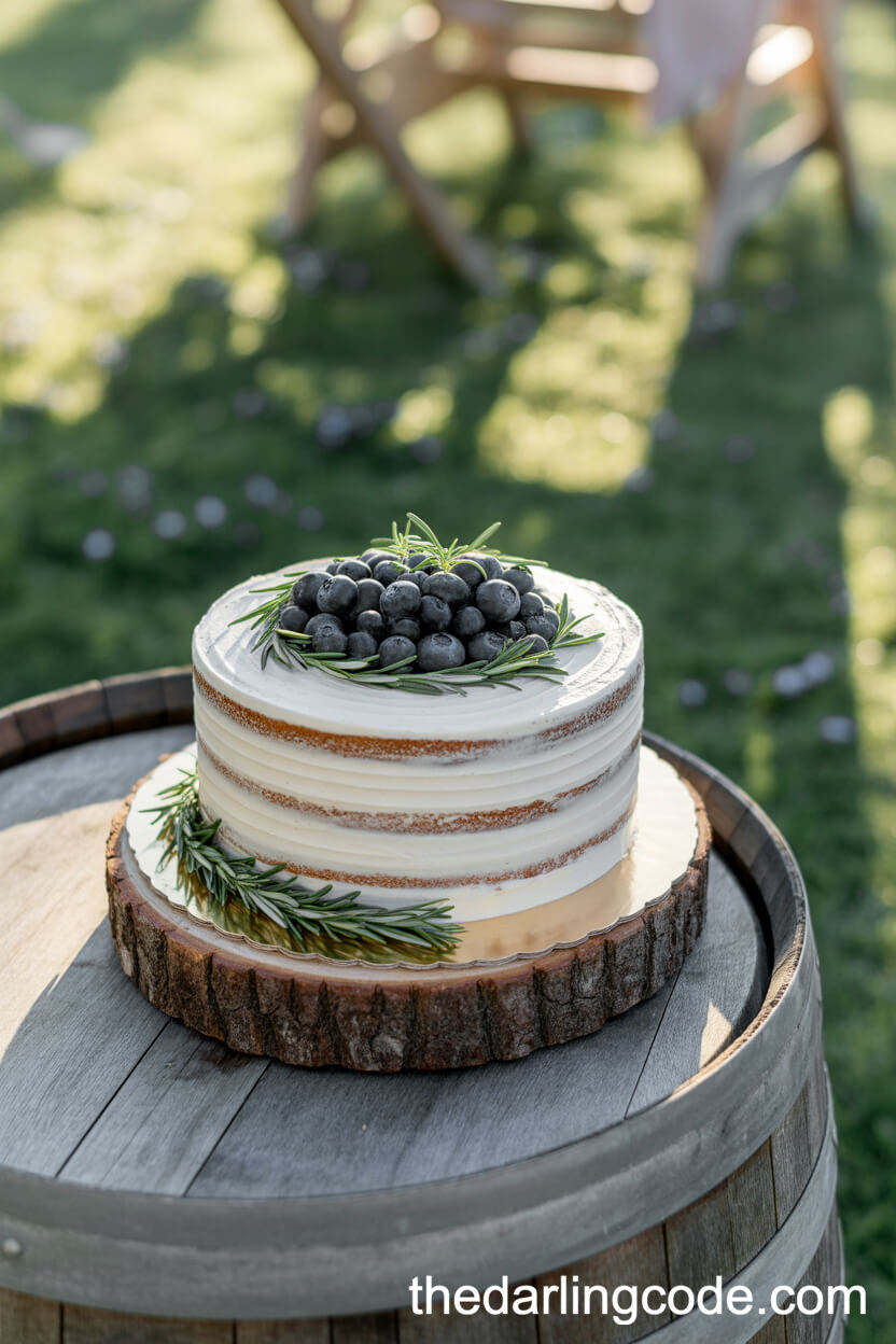 Rustic Blueberry And Rosemary Buttercream Cake