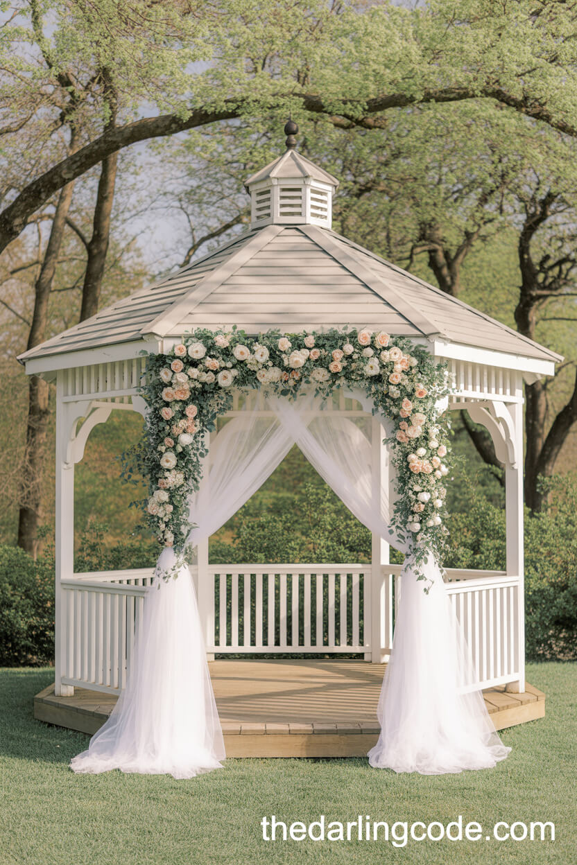 Classic Gazebo With Draped Florals