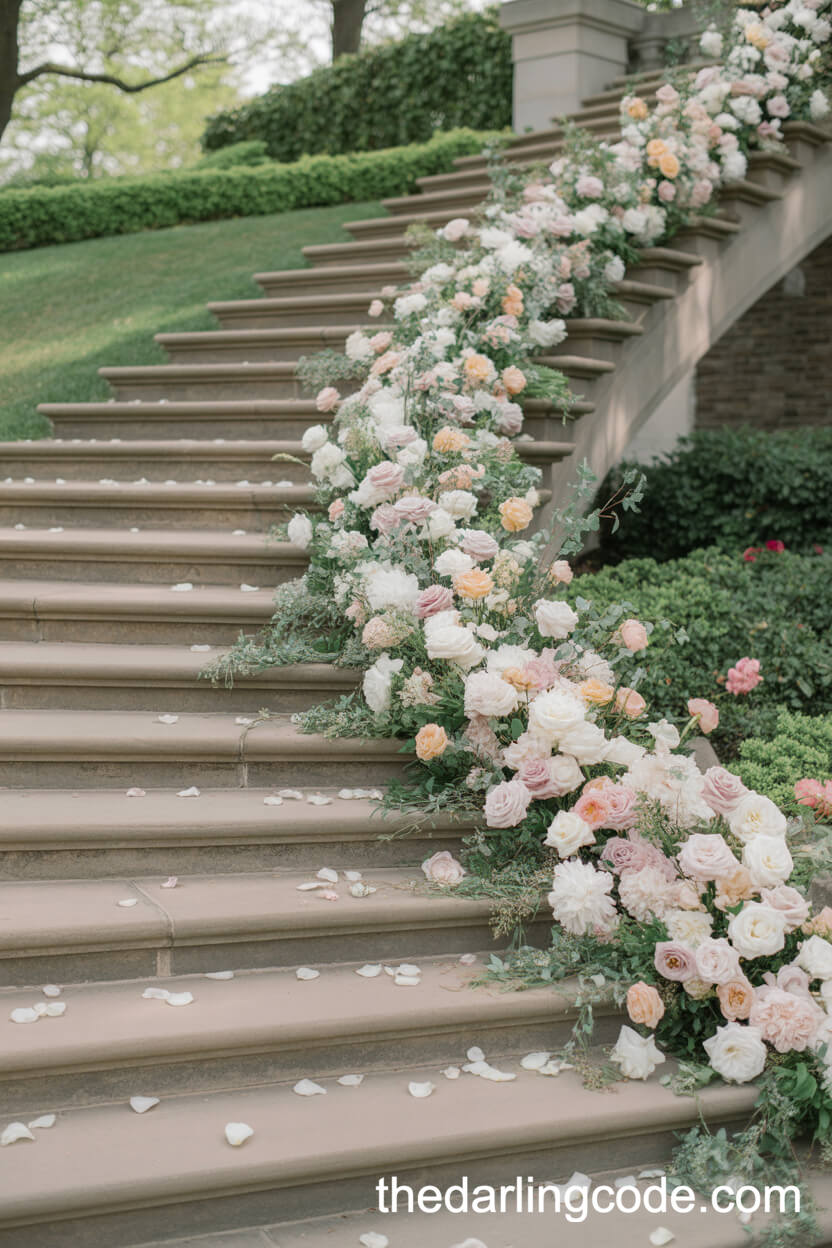 Cascading Floral Staircase Decoration