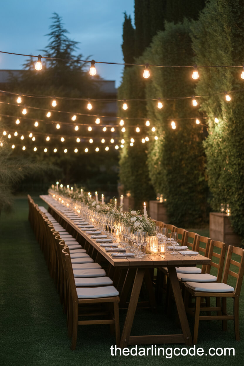Magical String Lights Over Reception Table